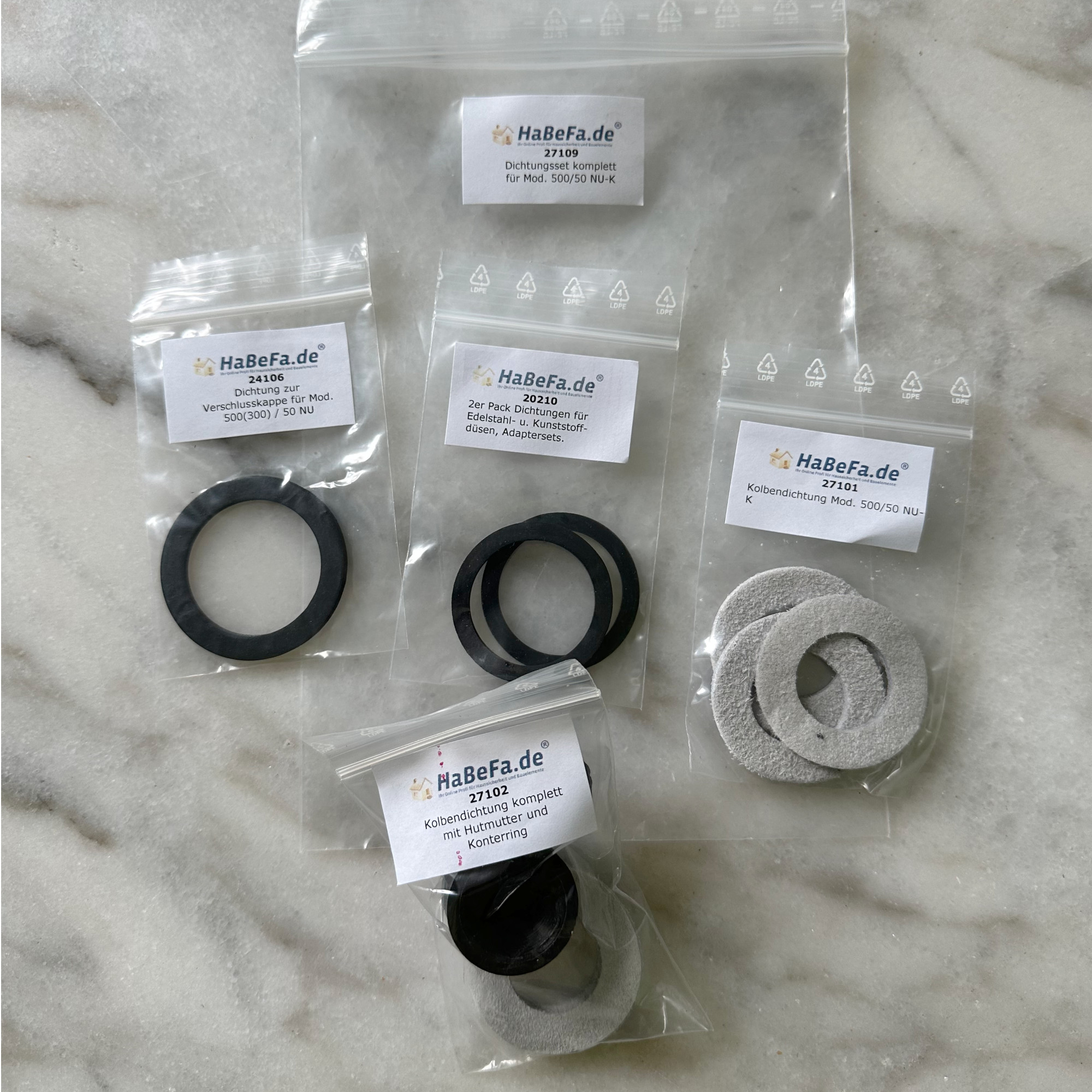 Dichtungssatz komplett für Mörtelspritzen Modelle 500/50 NU-K -Artikelnummer 27109